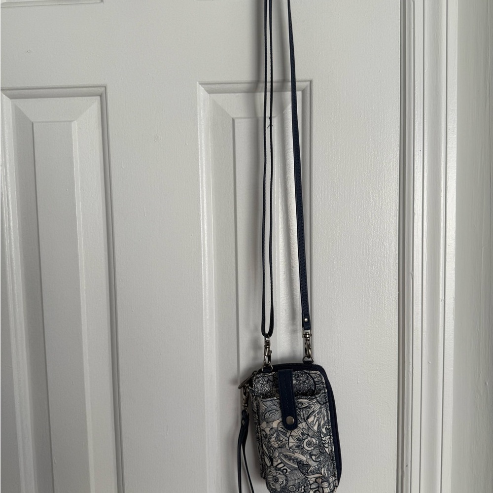 Sakroots Navy and White Floral Crossbody Bag